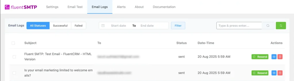WordPress Not Sending Emails: Email log
